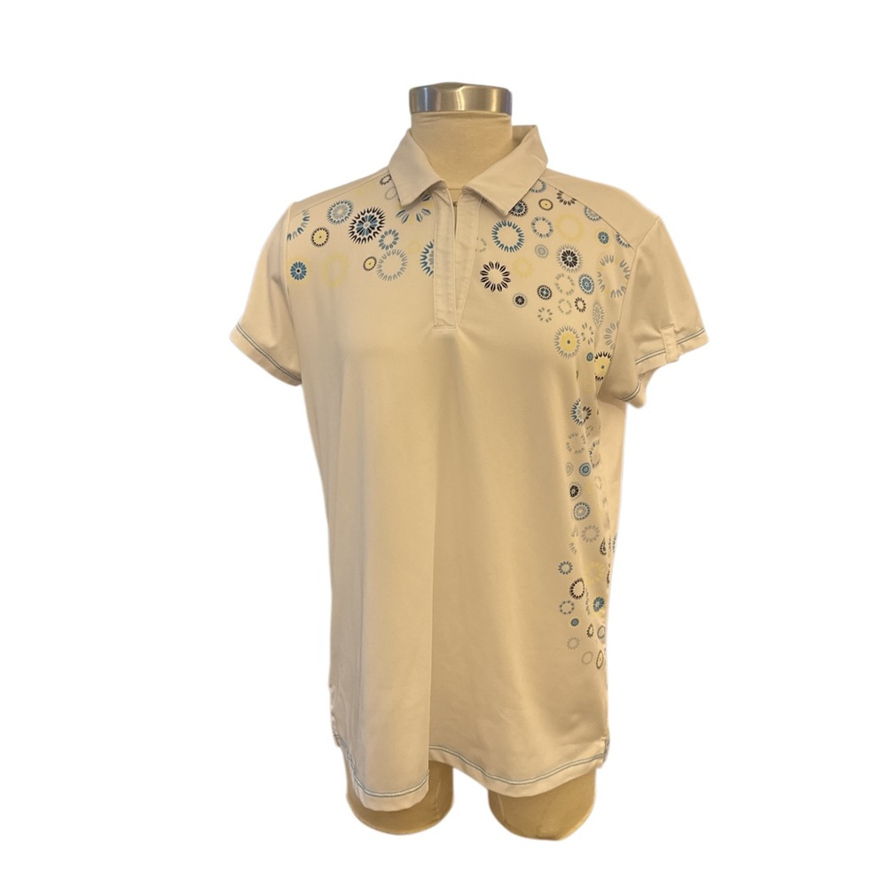 Adidas white golf polo with Patterned Accentswomens large short sleeve